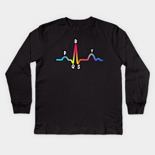 Hand Drawn Rainbow Electrocardiogram Kids Long Sleeve T-Shirt